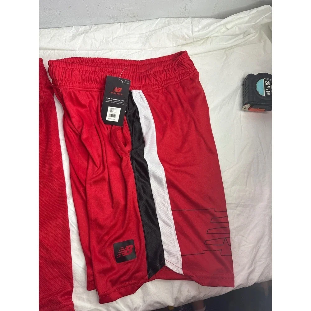 2 NWT New Balance Kids Red Athletic Mesh Shorts Size L 14 16 Basketball Training